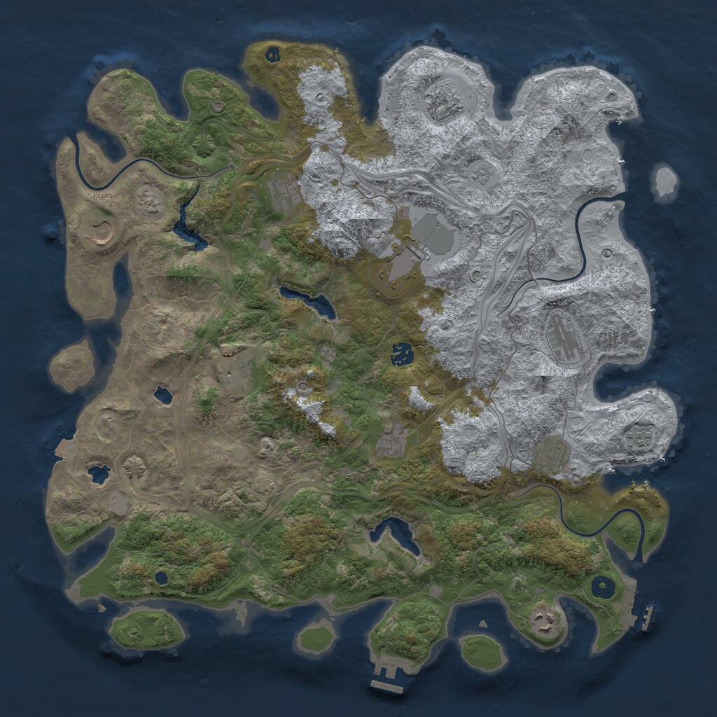 Rust Map: Procedural Map, Size: 4500, Seed: 3578541, 17 Monuments