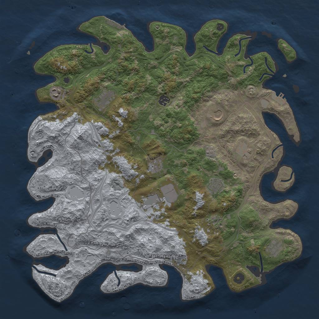 Rust Map: Procedural Map, Size: 4500, Seed: 1255467007, 20 Monuments