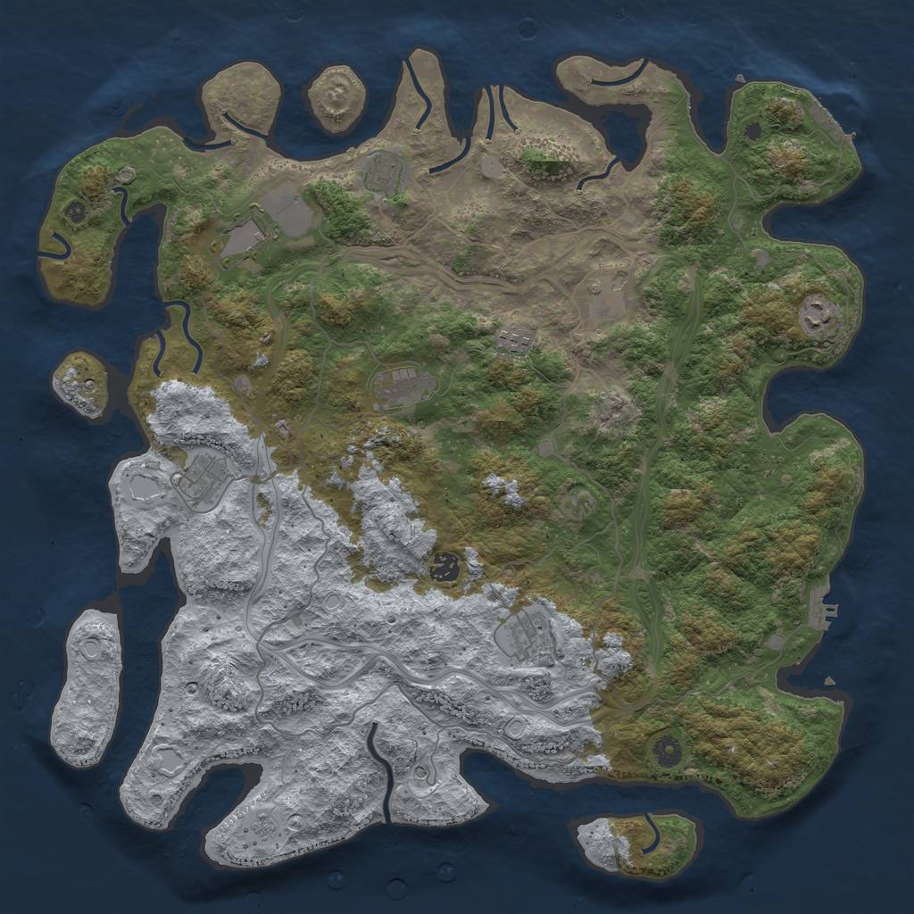 Rust Map: Procedural Map, Size: 4500, Seed: 1255467009, 18 Monuments