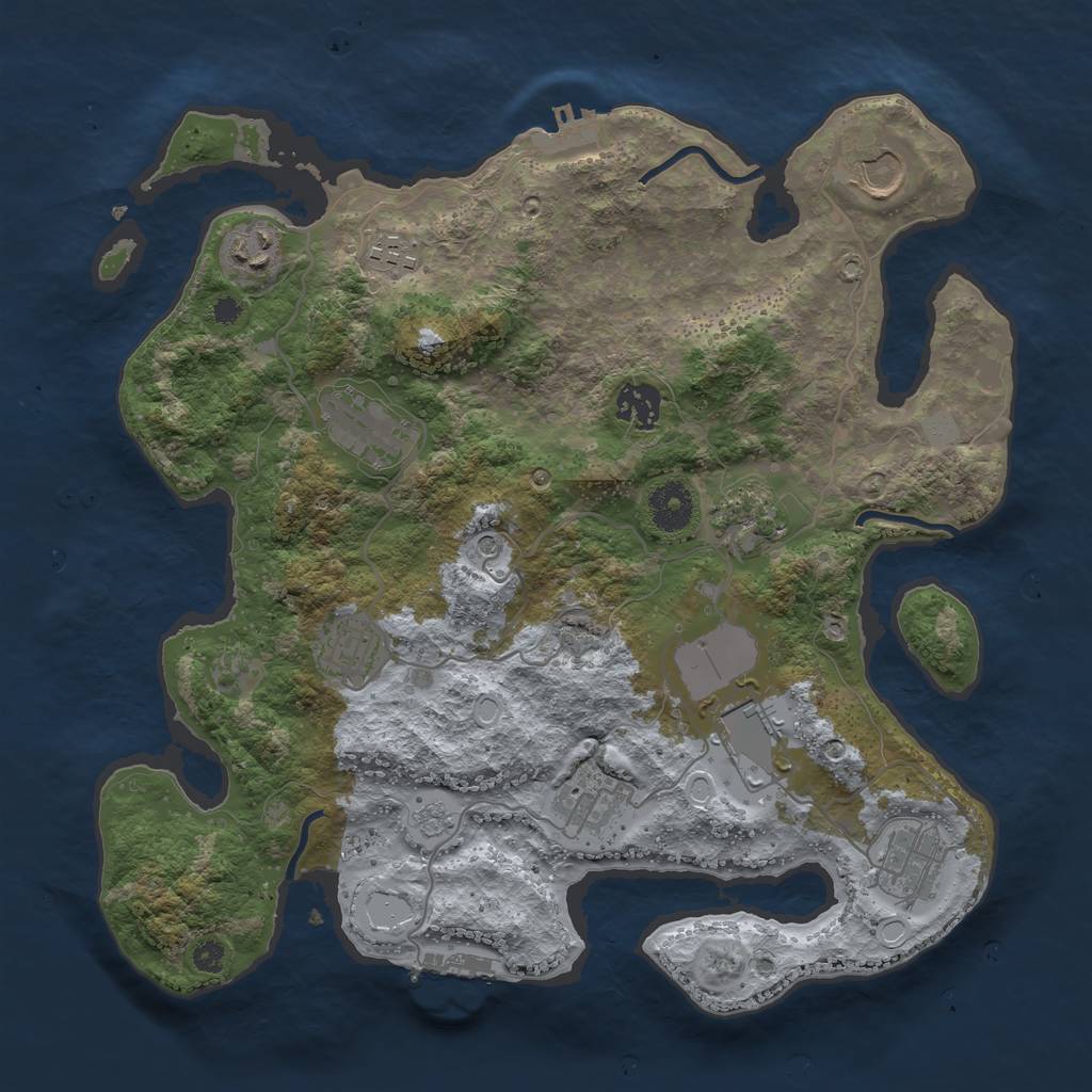 Rust Map: Procedural Map, Size: 3500, Seed: 460426539, 19 Monuments