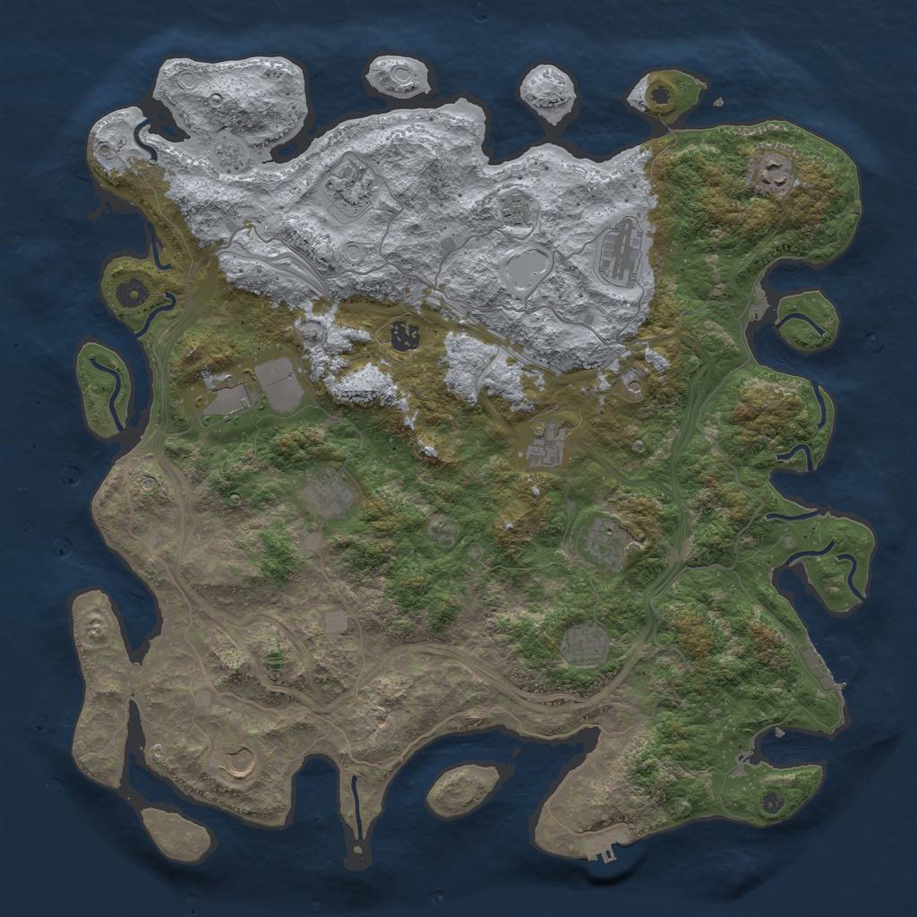 Rust Map: Procedural Map, Size: 4500, Seed: 1202453634, 20 Monuments