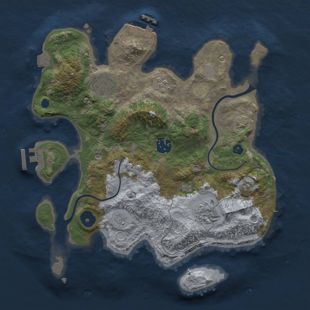 Rust Map: Procedural Map, Size: 3000, Seed: 54789, 10 Monuments
