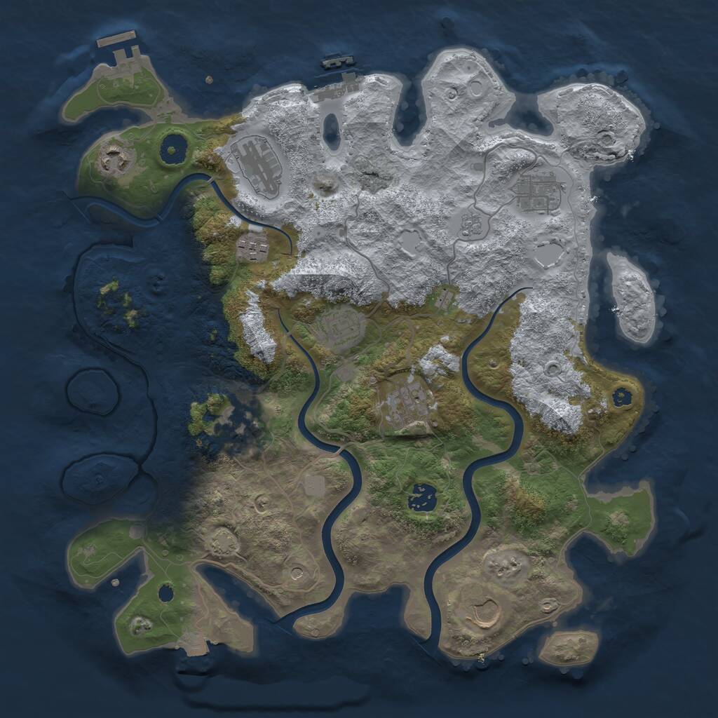 Rust Map: Procedural Map, Size: 3700, Seed: 84478, 15 Monuments