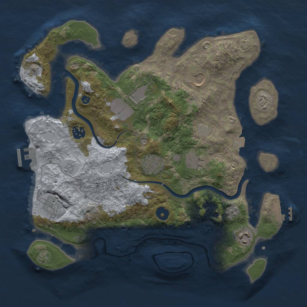 Rust Map: Procedural Map, Size: 3500, Seed: 3868463, 14 Monuments