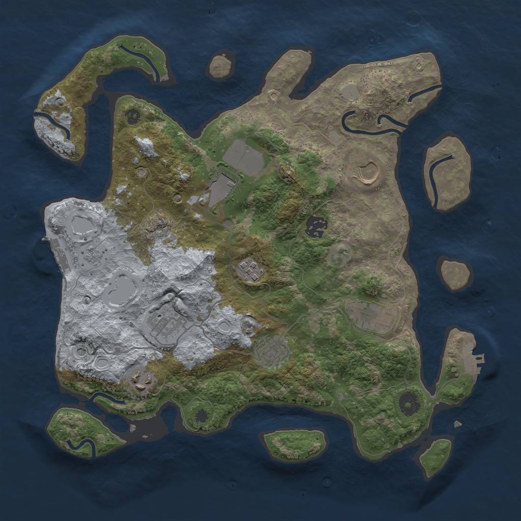 Rust Map: Procedural Map, Size: 3500, Seed: 3868463, 17 Monuments