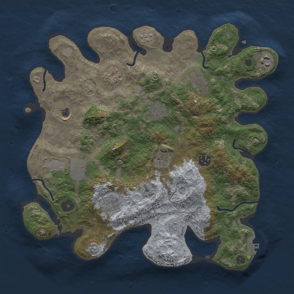 Rust Map: Procedural Map, Size: 3500, Seed: 1059659621, 18 Monuments