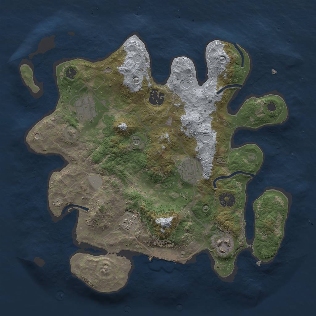 Rust Map: Procedural Map, Size: 3000, Seed: 2446895, 12 Monuments