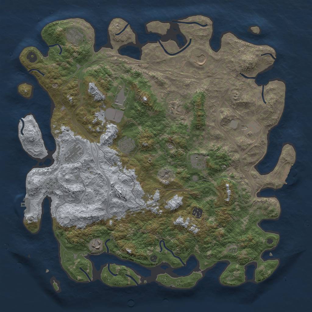 Rust Map: Procedural Map, Size: 4500, Seed: 2100342476, 20 Monuments