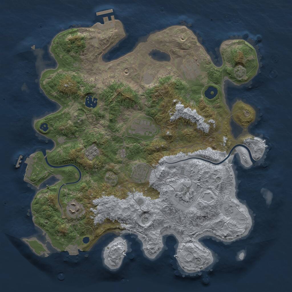 Rust Map: Procedural Map, Size: 3500, Seed: 993541840, 13 Monuments