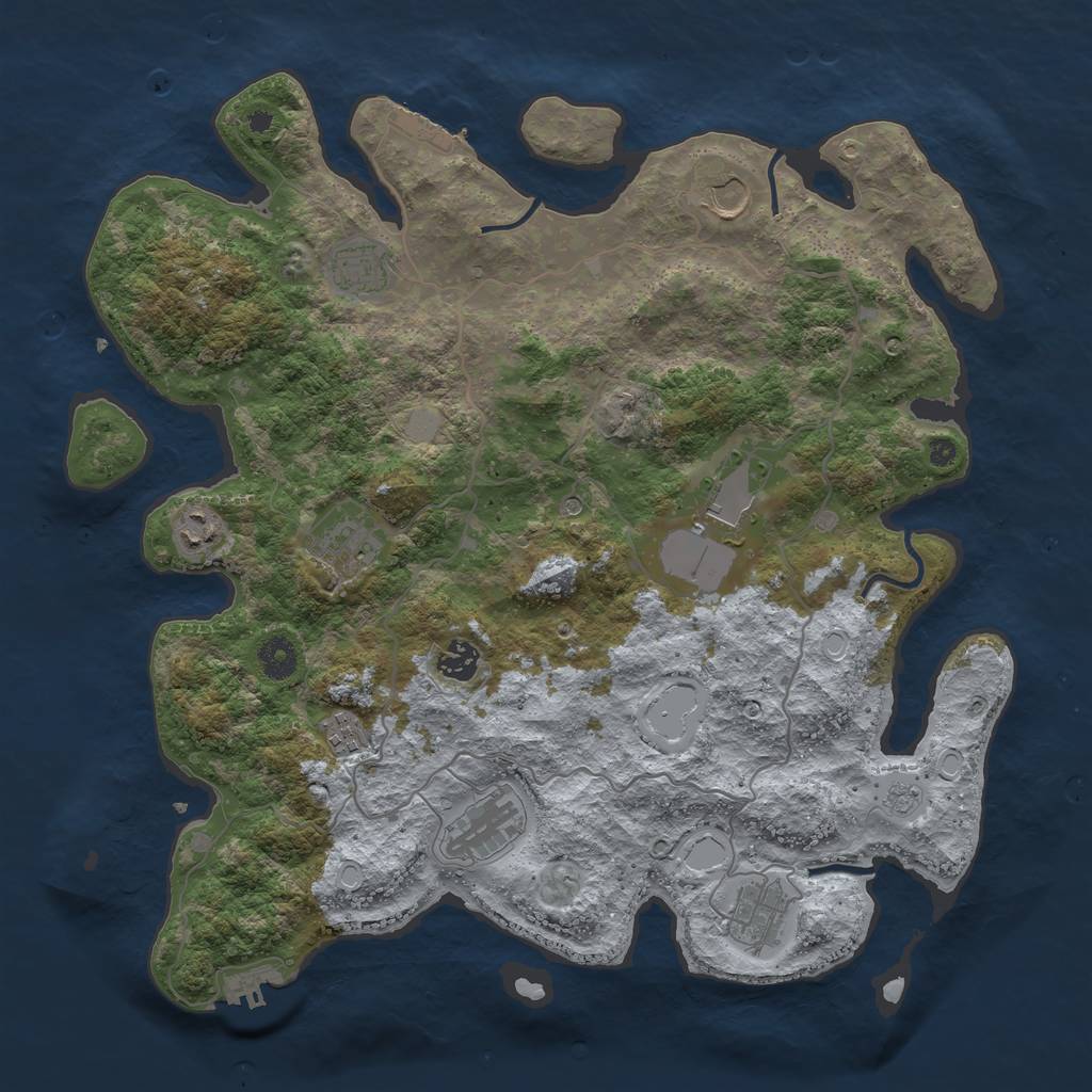 Rust Map: Procedural Map, Size: 4000, Seed: 1732348779, 18 Monuments