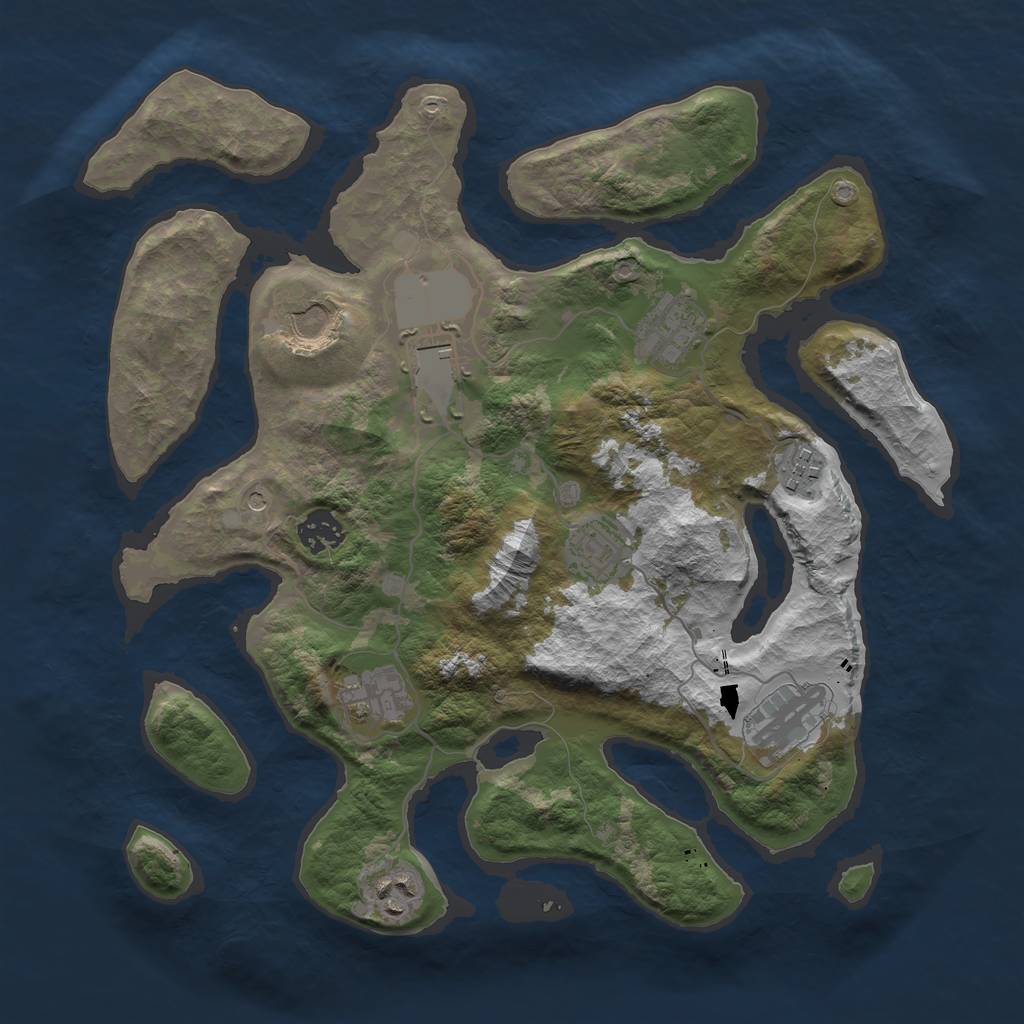 Rust Map: Barren, Size: 3500, Seed: 59, 12 Monuments