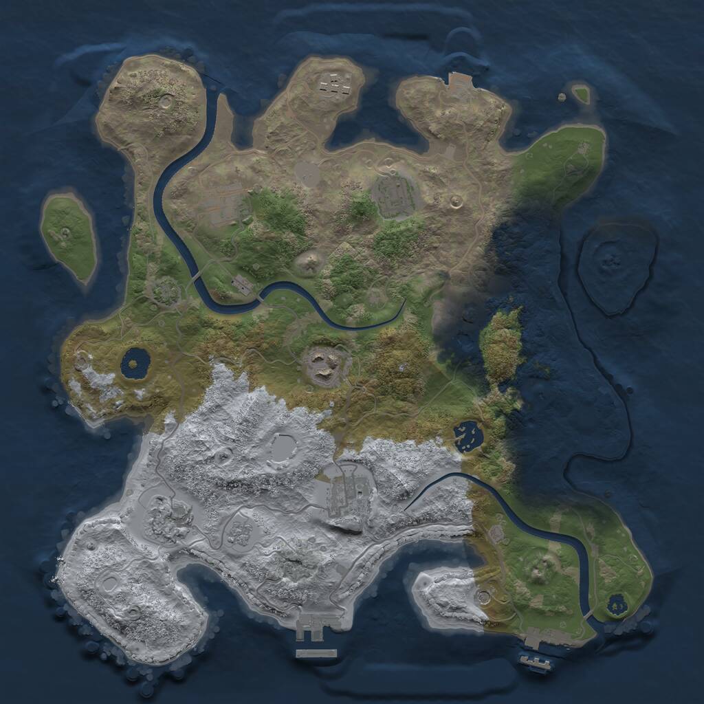 Rust Map: Procedural Map, Size: 3459, Seed: 2147483647, 14 Monuments