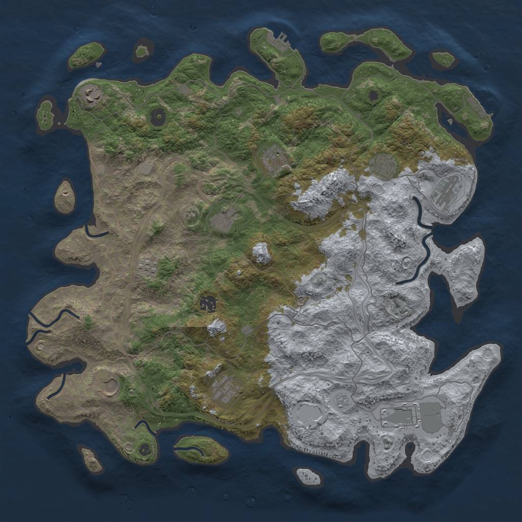 Rust Map: Procedural Map, Size: 4500, Seed: 788024962, 19 Monuments