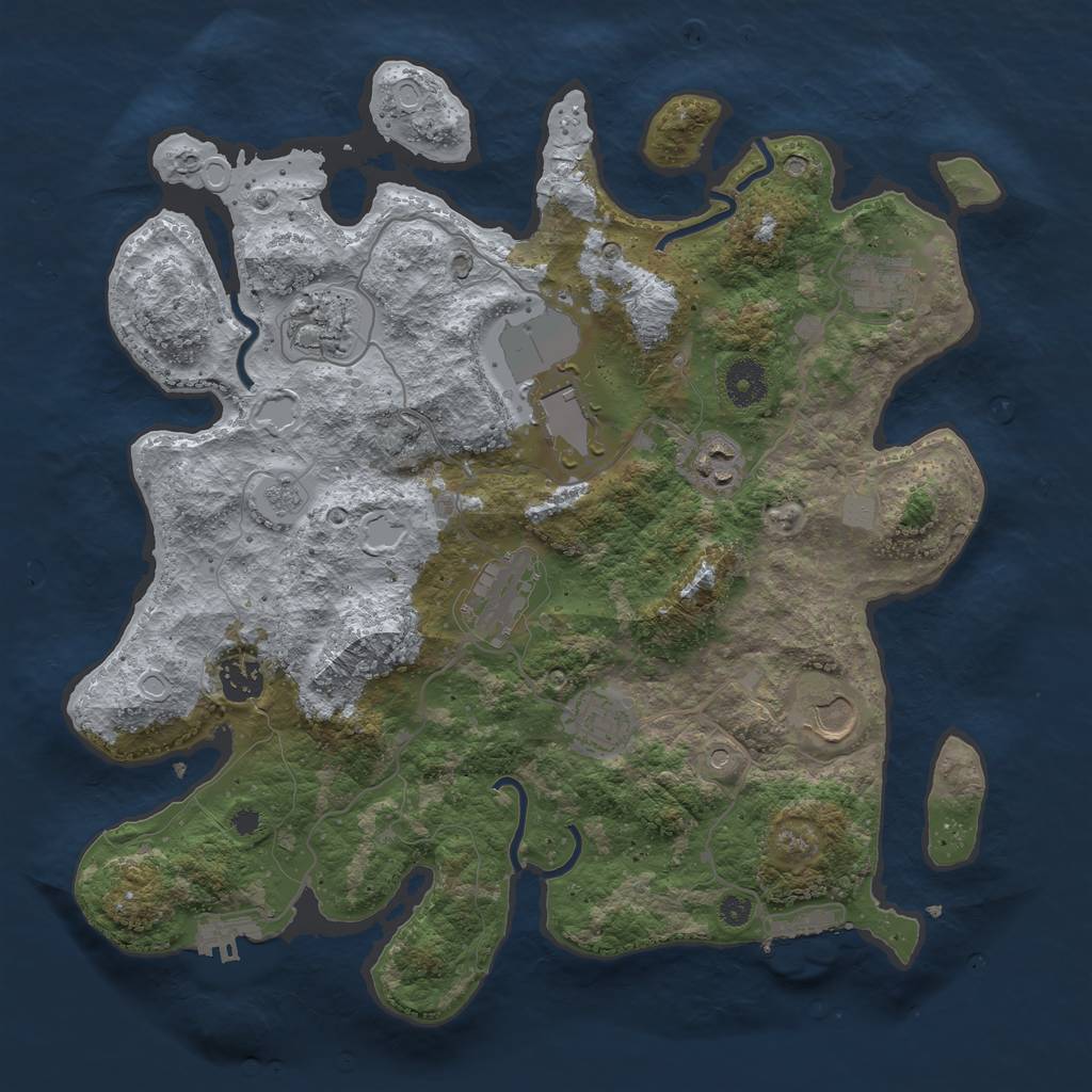 Rust Map: Procedural Map, Size: 3650, Seed: 889777, 17 Monuments