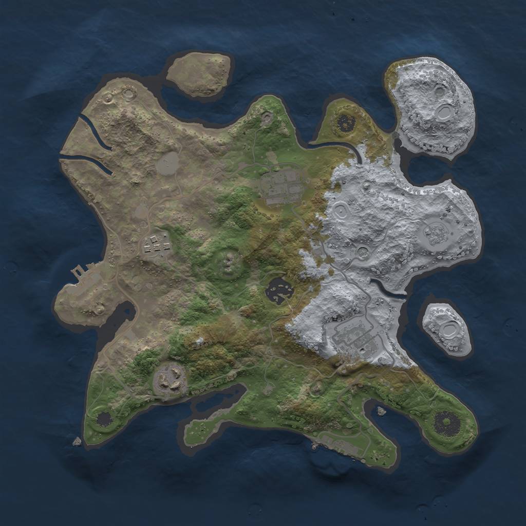 Rust Map: Procedural Map, Size: 3000, Seed: 11643, 14 Monuments