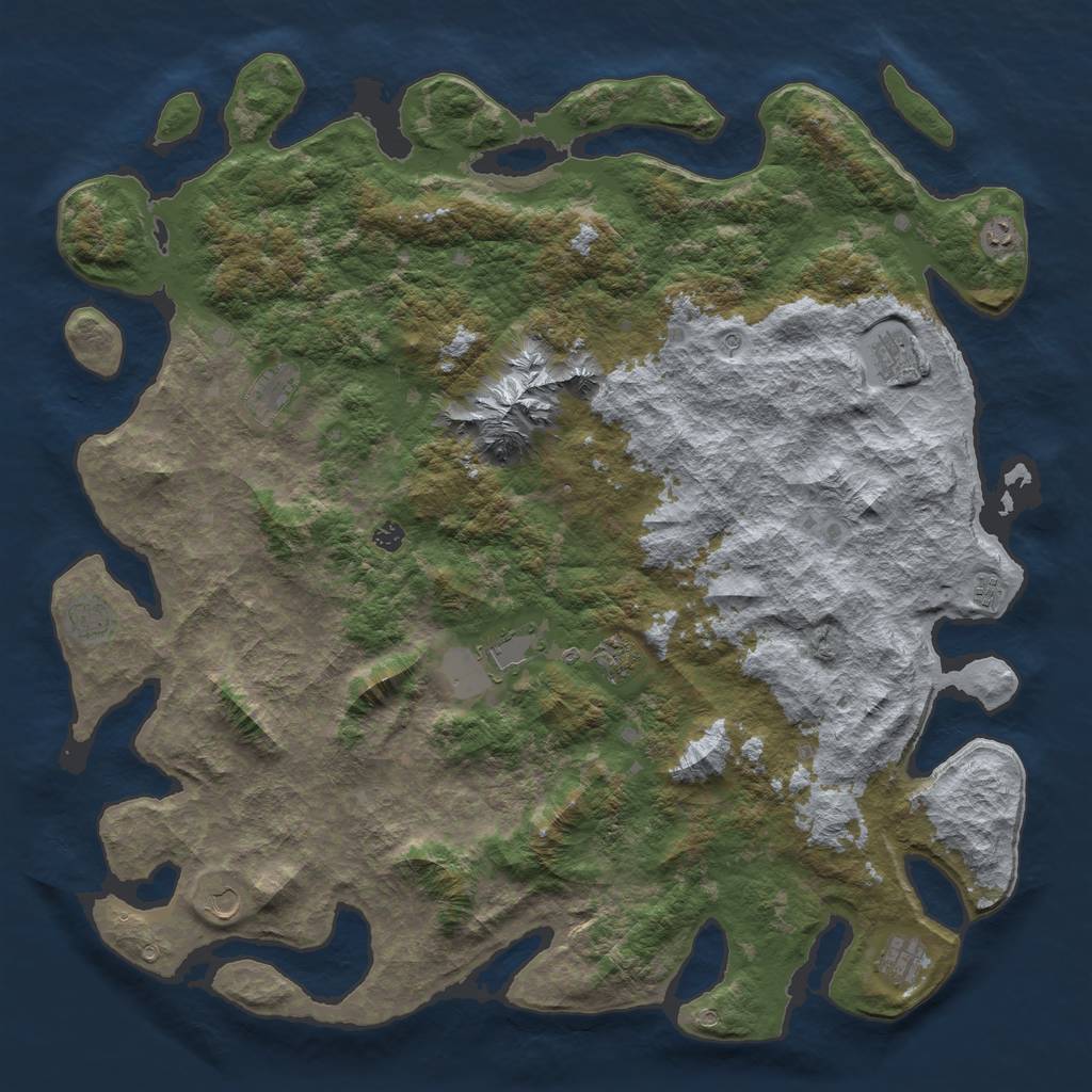 Rust Map: Barren, Size: 5500, Seed: 152721588, 13 Monuments