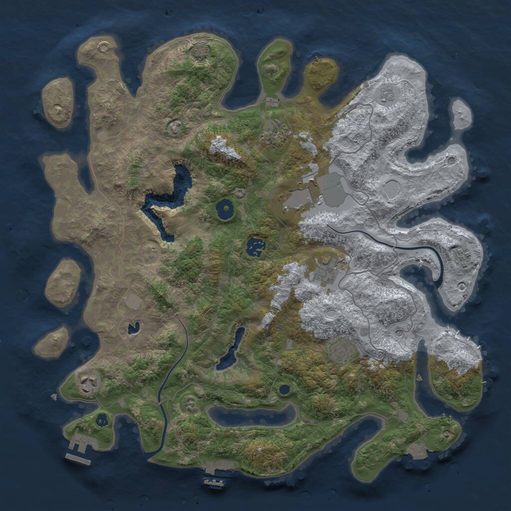 Rust Map: Procedural Map, Size: 4000, Seed: 1852593981, 13 Monuments