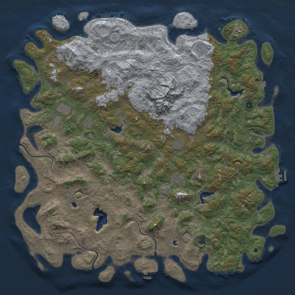 Rust Map: Procedural Map, Size: 6000, Seed: 12412444, 17 Monuments