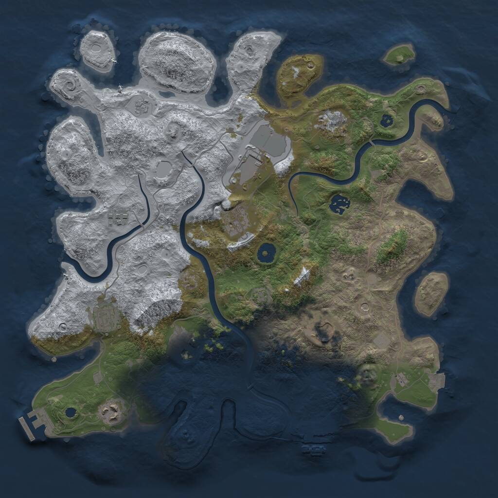 Rust Map: Procedural Map, Size: 3850, Seed: 889777, 15 Monuments
