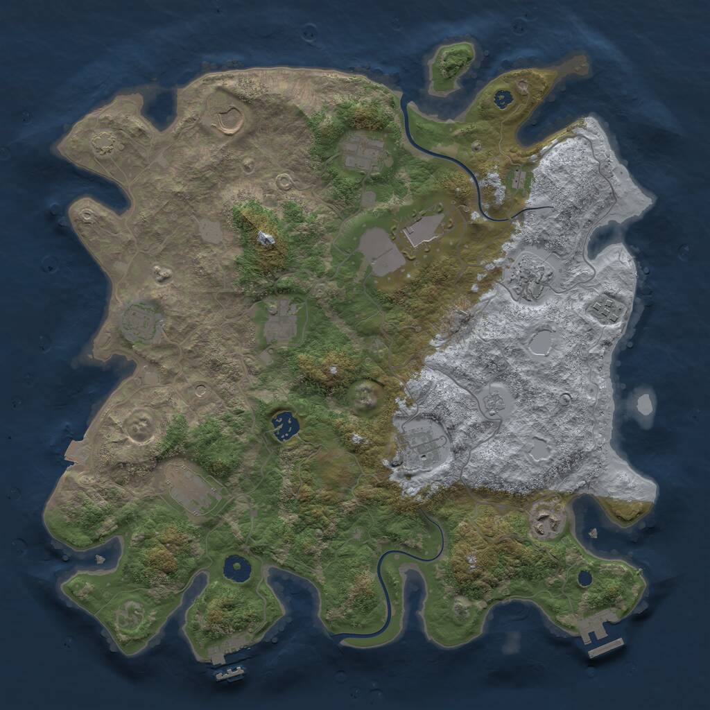 Rust Map: Procedural Map, Size: 3900, Seed: 6172498, 17 Monuments