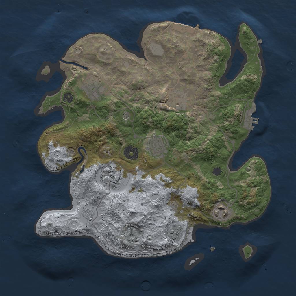 Rust Map: Procedural Map, Size: 3000, Seed: 49857818, 15 Monuments