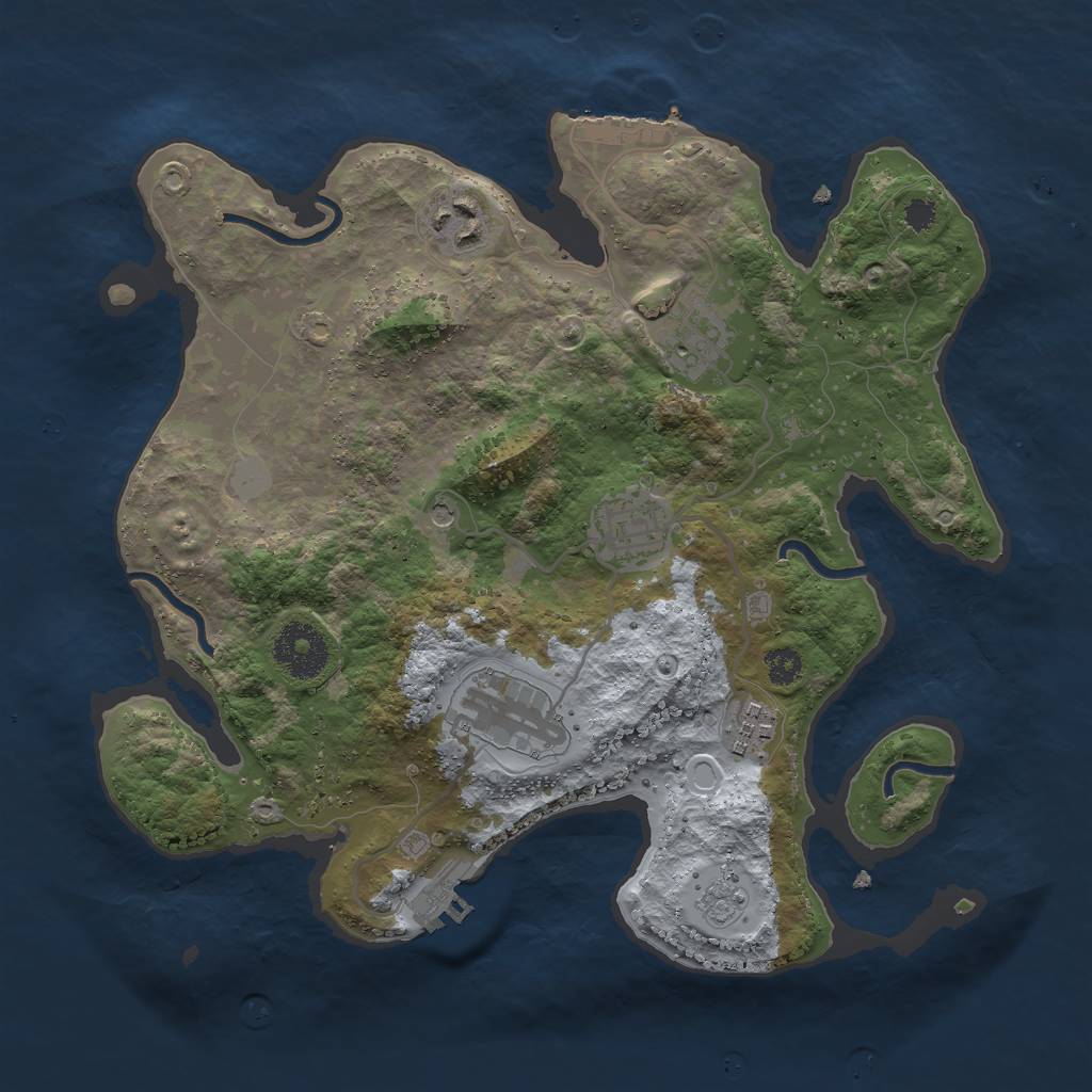 Rust Map: Procedural Map, Size: 3000, Seed: 1059659621, 14 Monuments