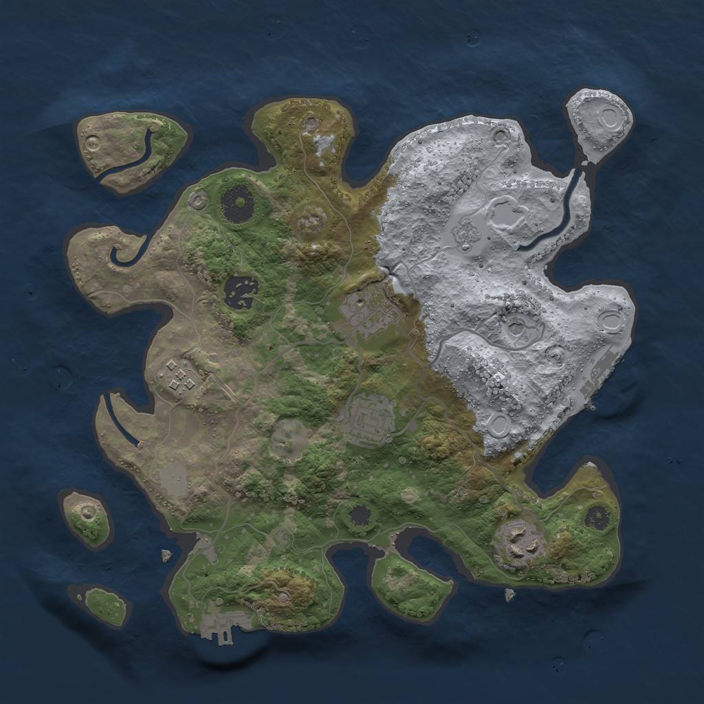 Rust Map: Procedural Map, Size: 3000, Seed: 23321, 14 Monuments