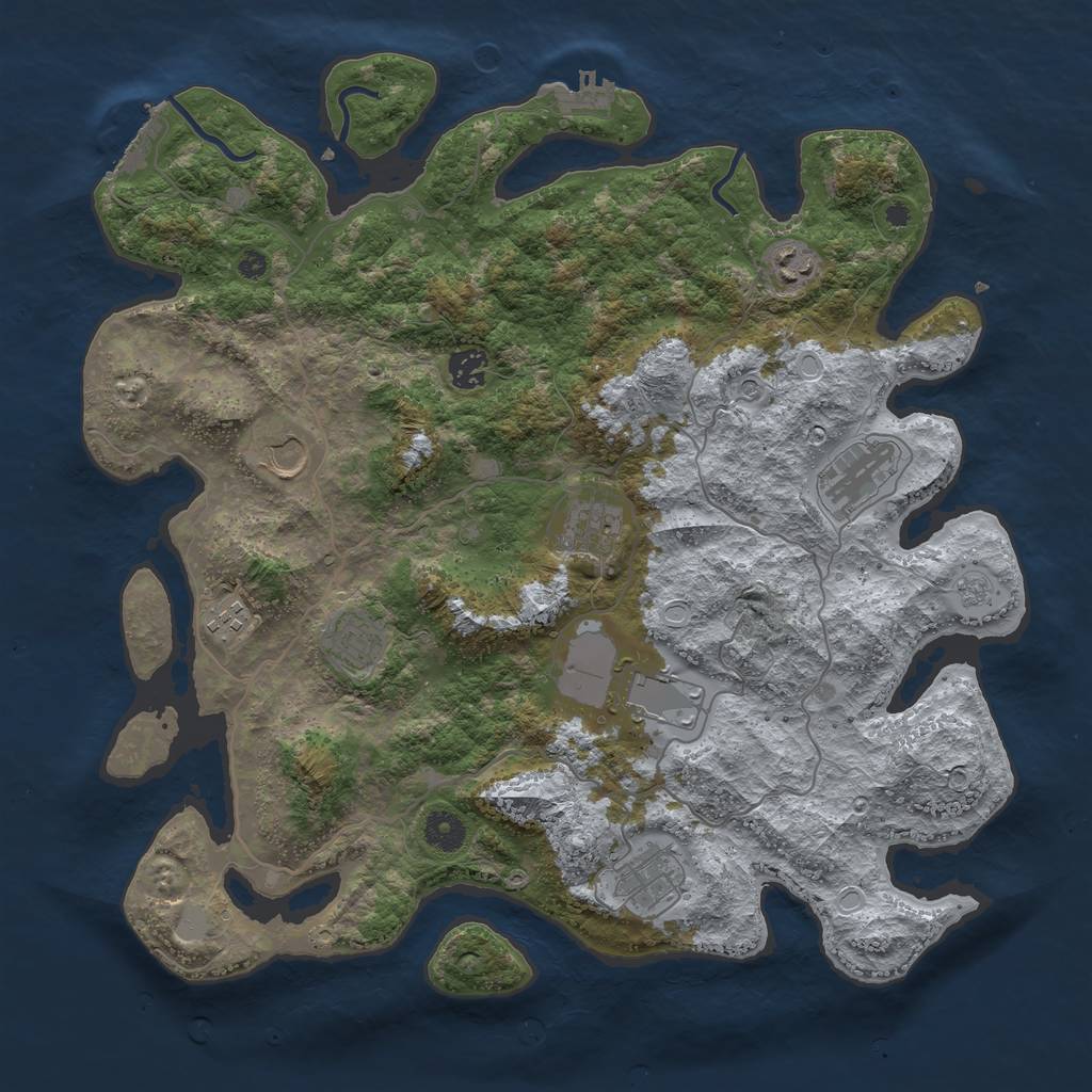 Rust Map: Procedural Map, Size: 4000, Seed: 62783700, 18 Monuments