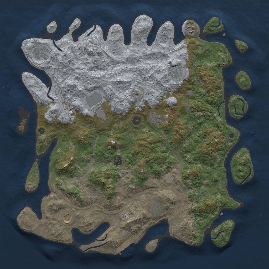 Rust Map: Procedural Map, Size: 4500, Seed: 848439775, 17 Monuments
