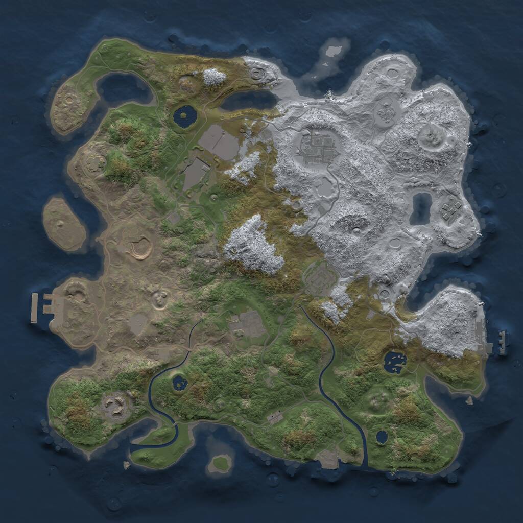 Rust Map: Procedural Map, Size: 3500, Seed: 7243346, 14 Monuments