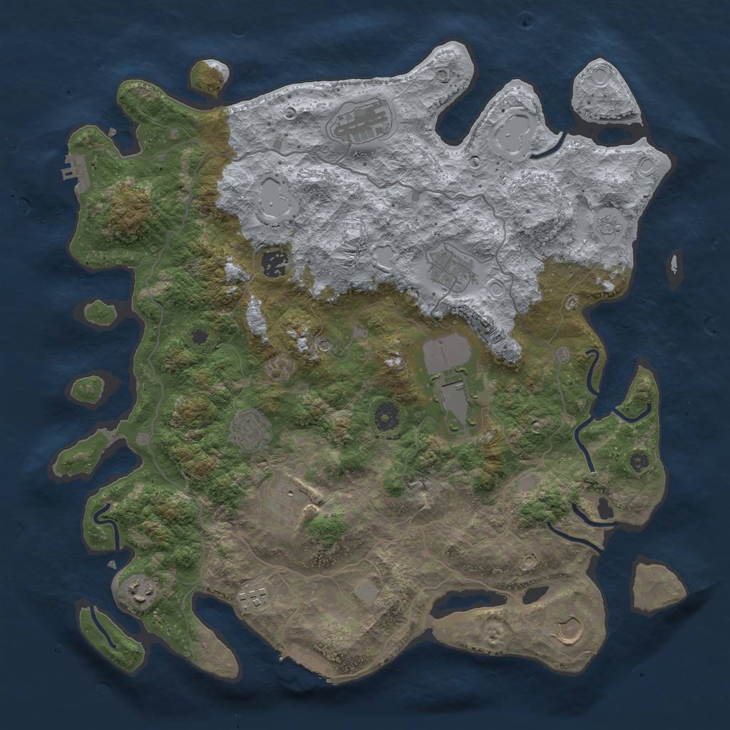 Rust Map: Procedural Map, Size: 4000, Seed: 532171902, 18 Monuments