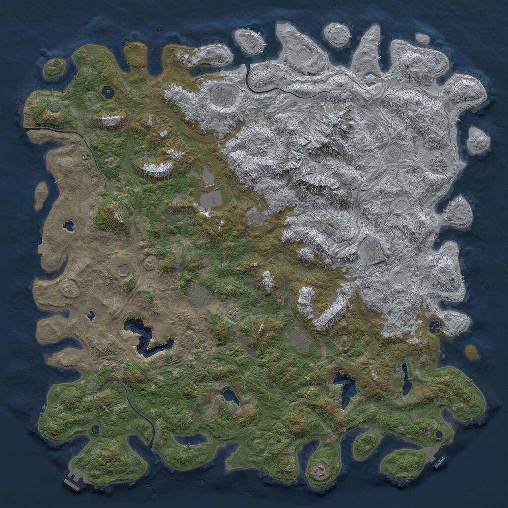 Rust Map: Procedural Map, Size: 6000, Seed: 97971, 17 Monuments