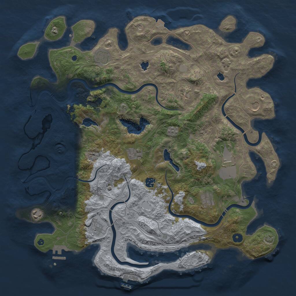 Rust Map: Procedural Map, Size: 4500, Seed: 393859333, 16 Monuments