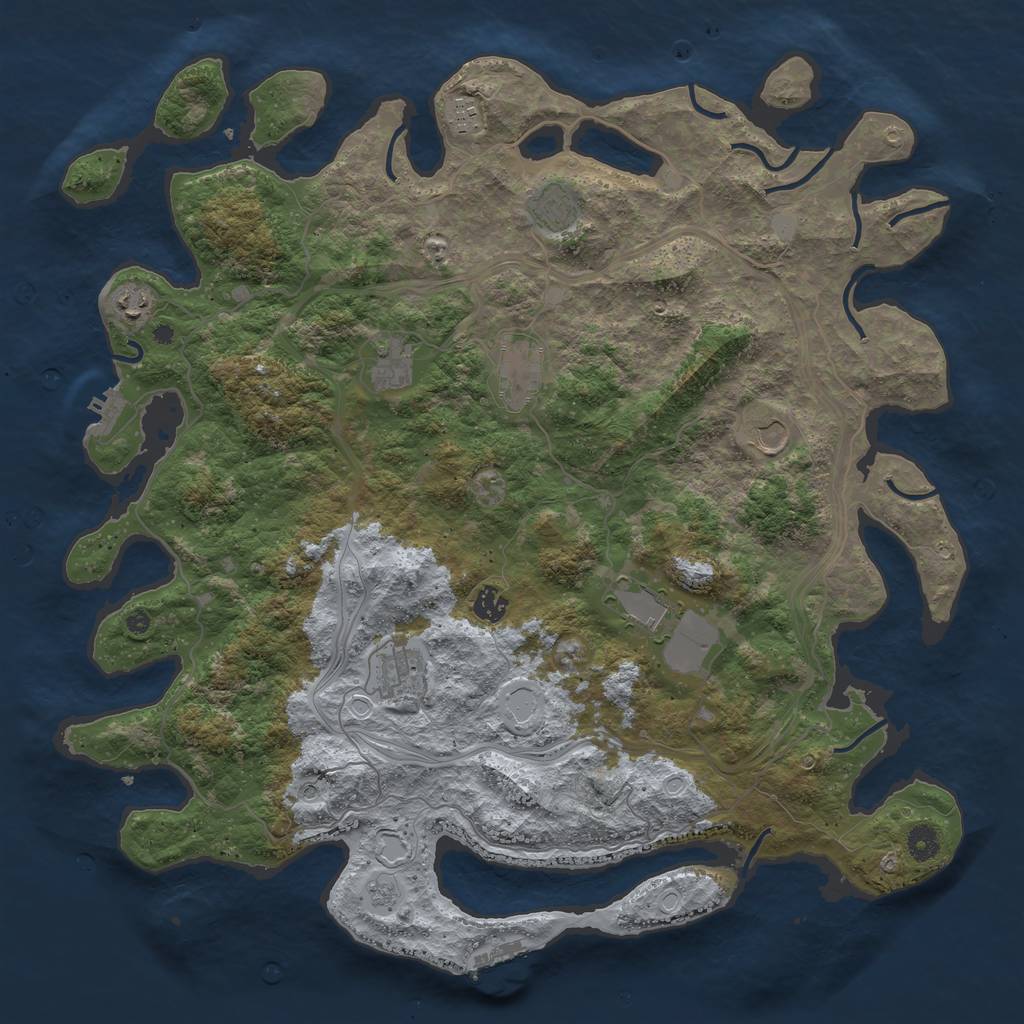 Rust Map: Procedural Map, Size: 4500, Seed: 393859333, 18 Monuments
