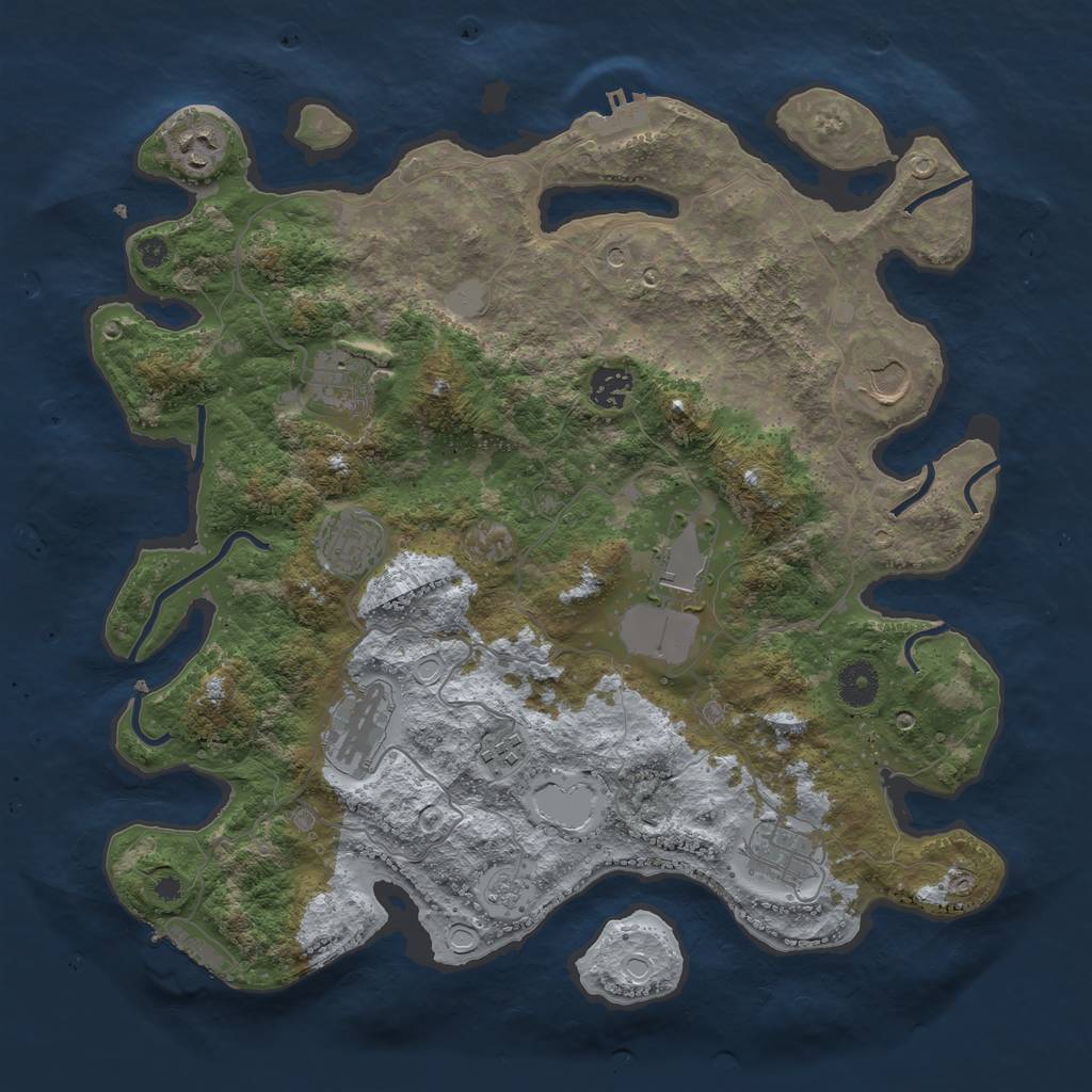 Rust Map: Procedural Map, Size: 3800, Seed: 657254, 18 Monuments