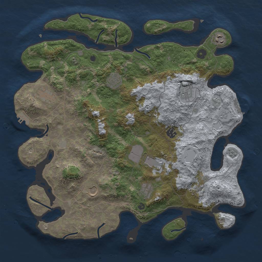 Rust Map: Procedural Map, Size: 4000, Seed: 1911363733, 19 Monuments