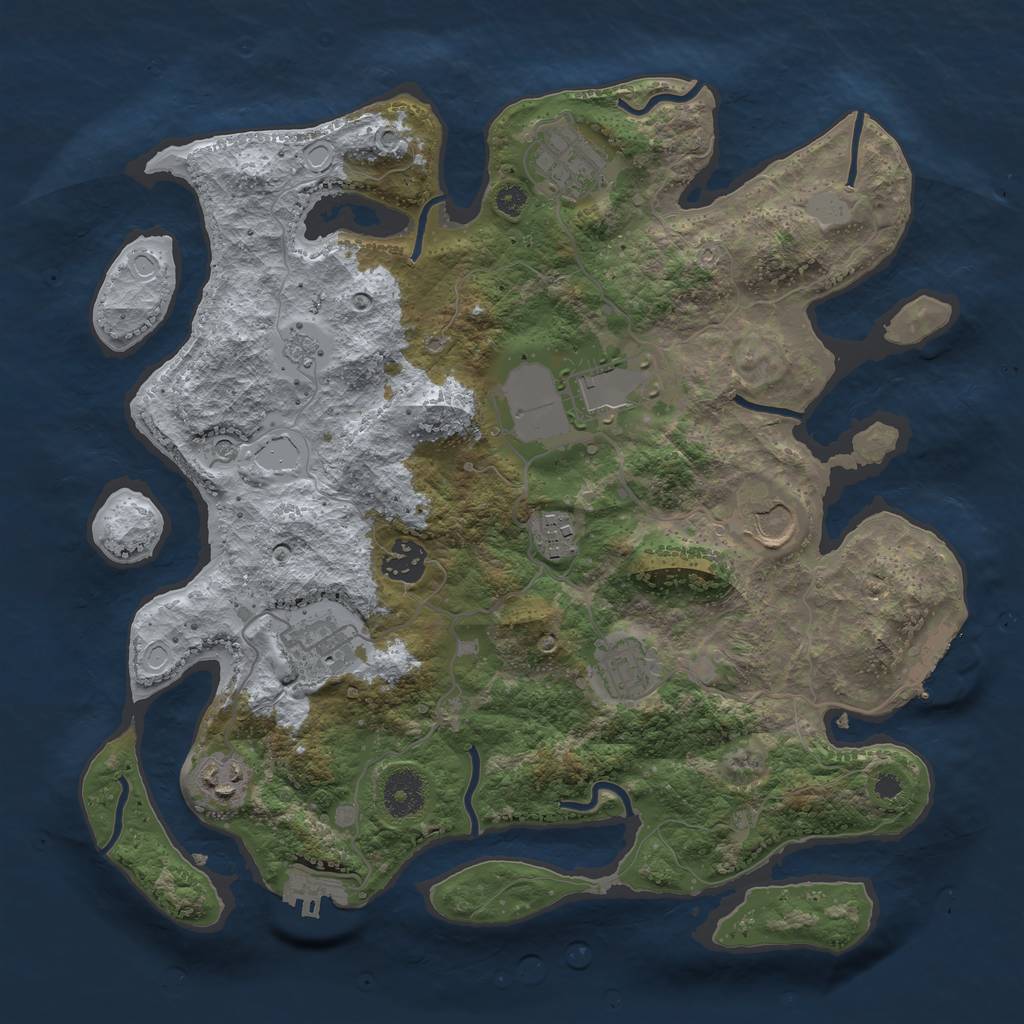 Rust Map: Procedural Map, Size: 3500, Seed: 495216, 17 Monuments