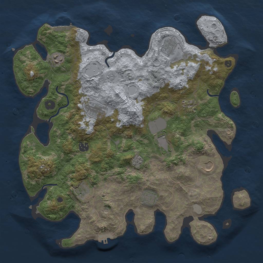 Rust Map: Procedural Map, Size: 3850, Seed: 1645781400, 19 Monuments