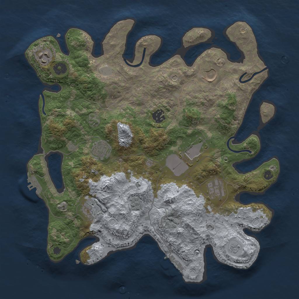 Rust Map: Procedural Map, Size: 3500, Seed: 2140065158, 17 Monuments