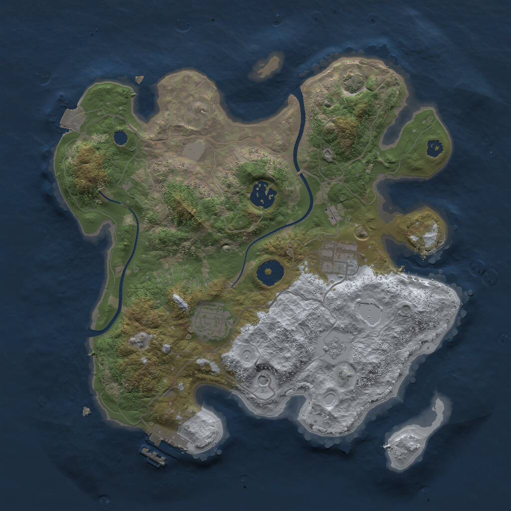 Rust Map: Procedural Map, Size: 3000, Seed: 1602443200, 8 Monuments