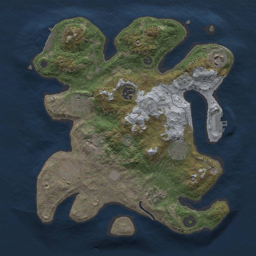 Rust Map: Procedural Map, Size: 3000, Seed: 1838059710, 15 Monuments