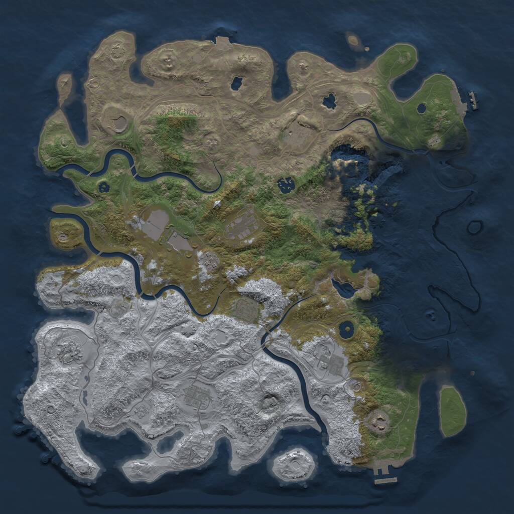 Rust Map: Procedural Map, Size: 4600, Seed: 5554241, 17 Monuments