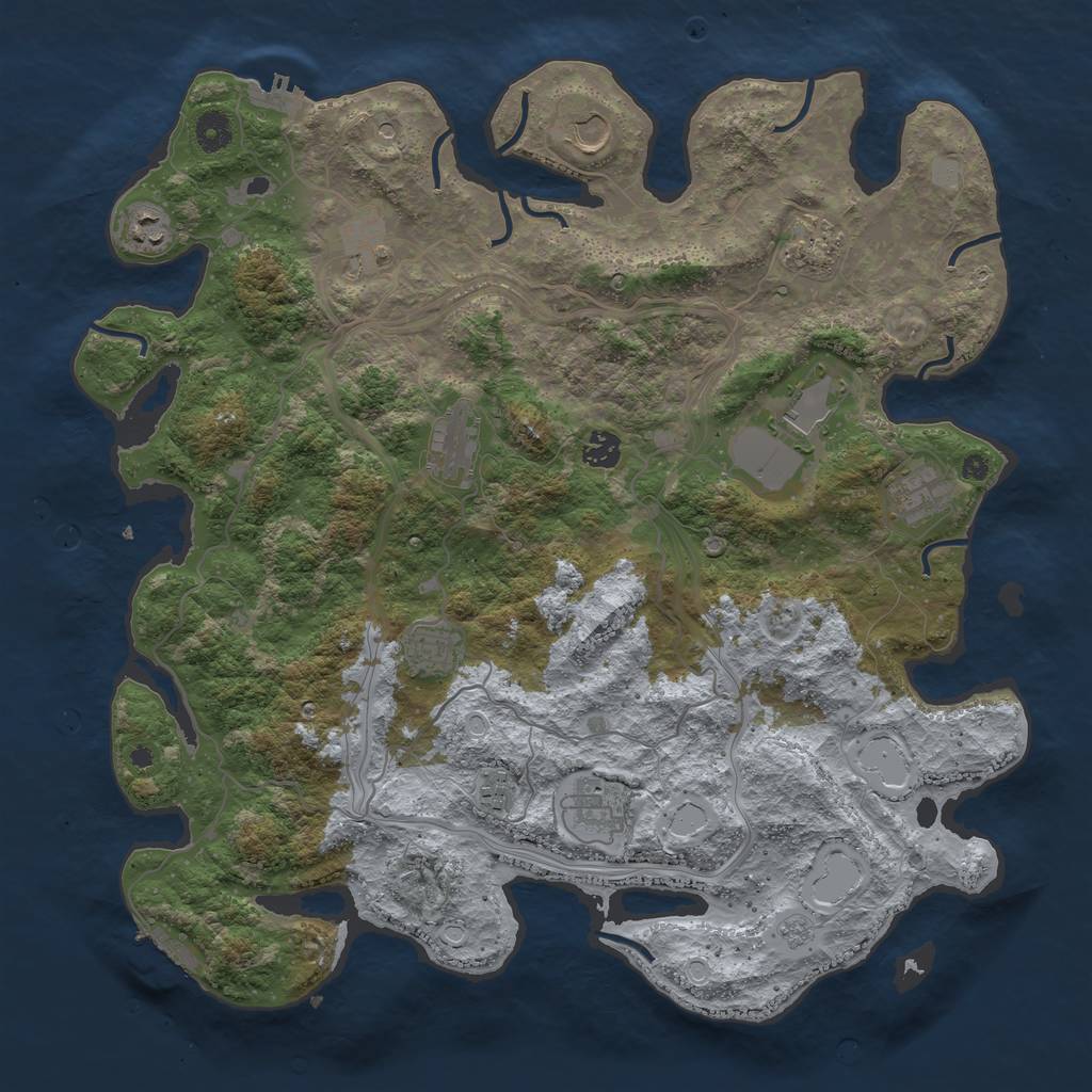 Rust Map: Procedural Map, Size: 4250, Seed: 727387298, 20 Monuments
