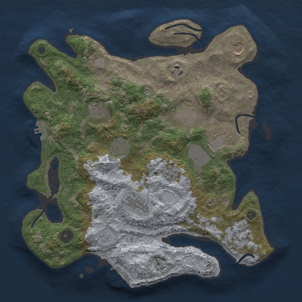 Rust Map: Procedural Map, Size: 3500, Seed: 902922004, 18 Monuments