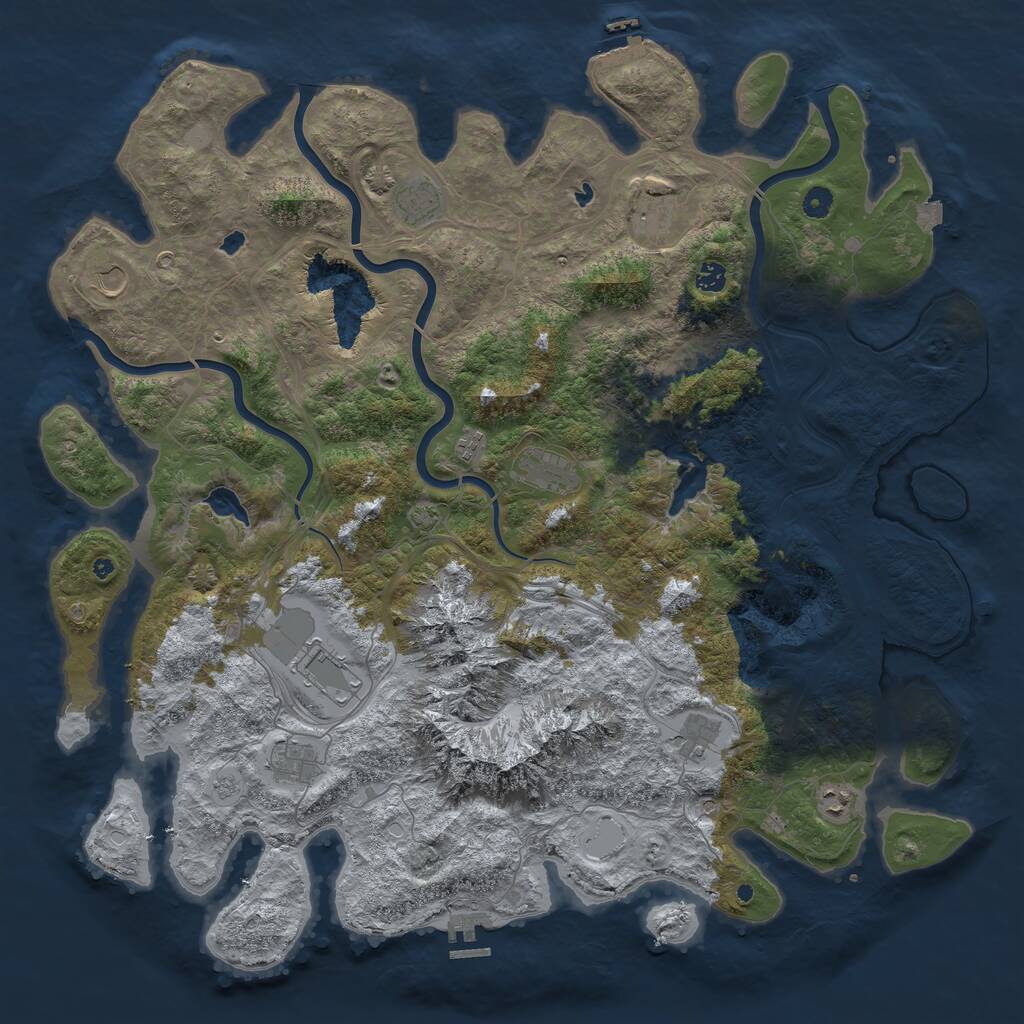 Rust Map: Procedural Map, Size: 5000, Seed: 2138806060, 16 Monuments