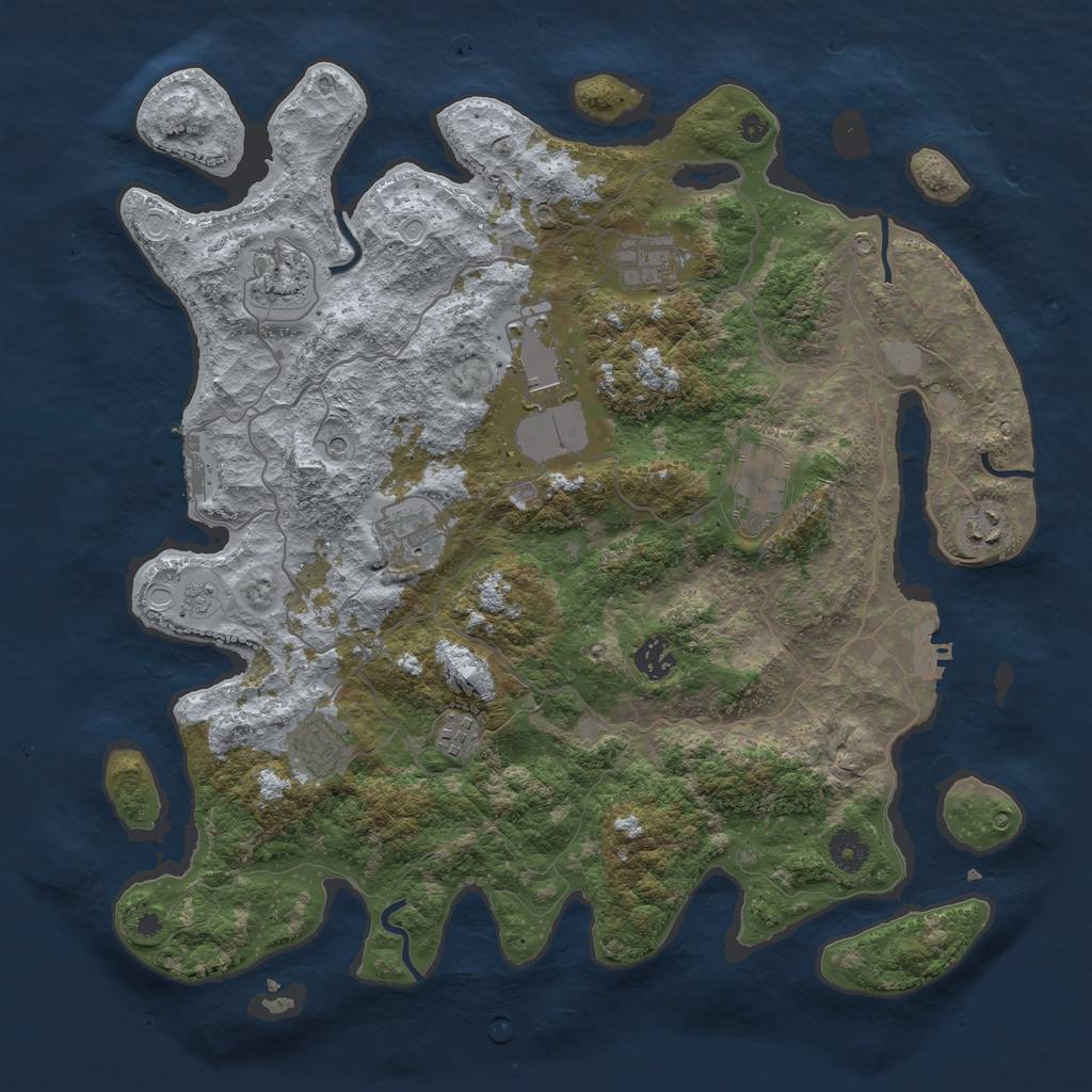 Rust Map: Procedural Map, Size: 4000, Seed: 1346813153, 18 Monuments