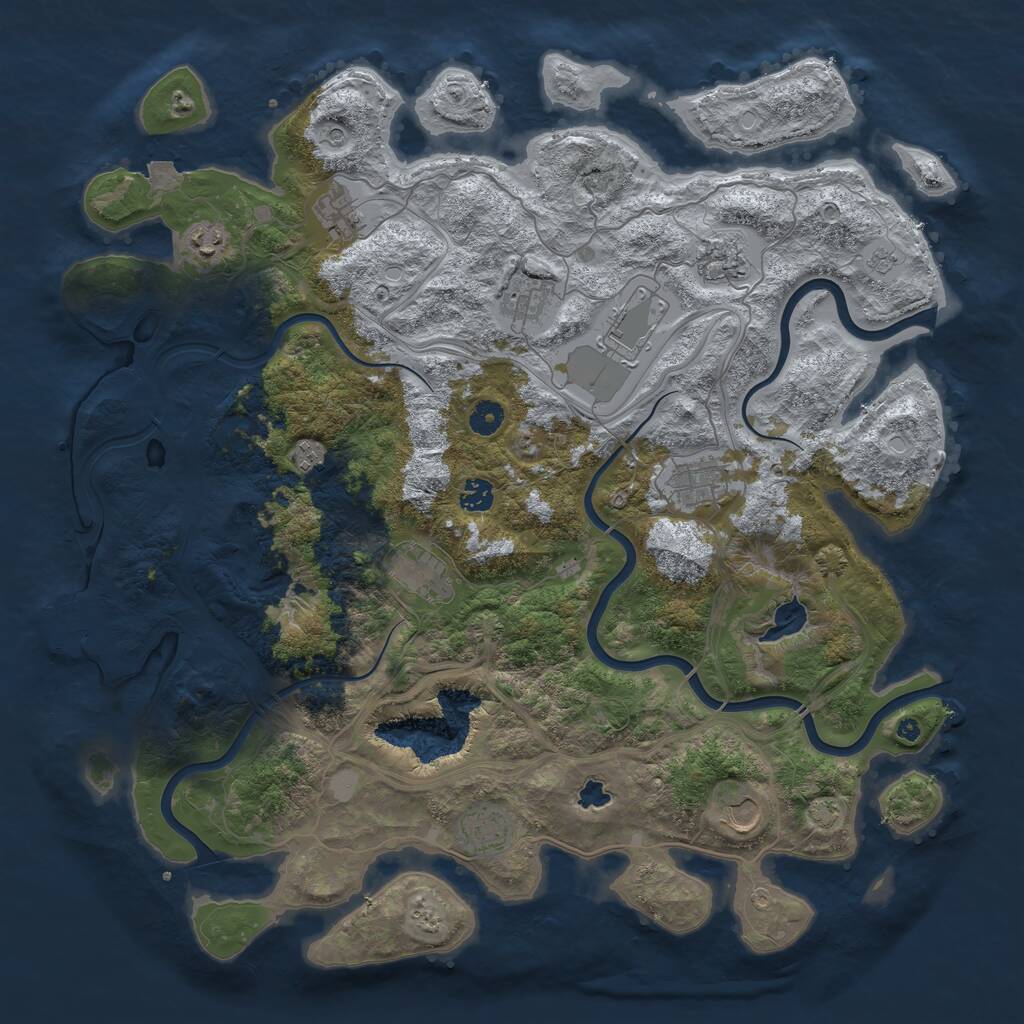 Rust Map: Procedural Map, Size: 4500, Seed: 130246190, 16 Monuments