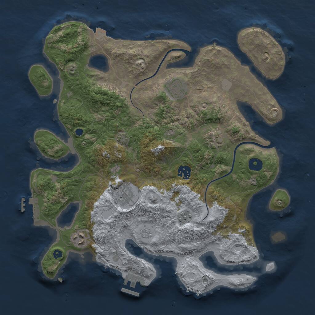 Rust Map: Procedural Map, Size: 3459, Seed: 985154, 12 Monuments