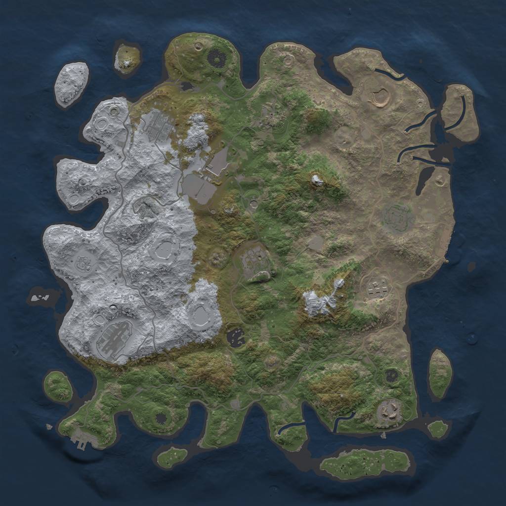 Rust Map: Procedural Map, Size: 4000, Seed: 1301749575, 19 Monuments