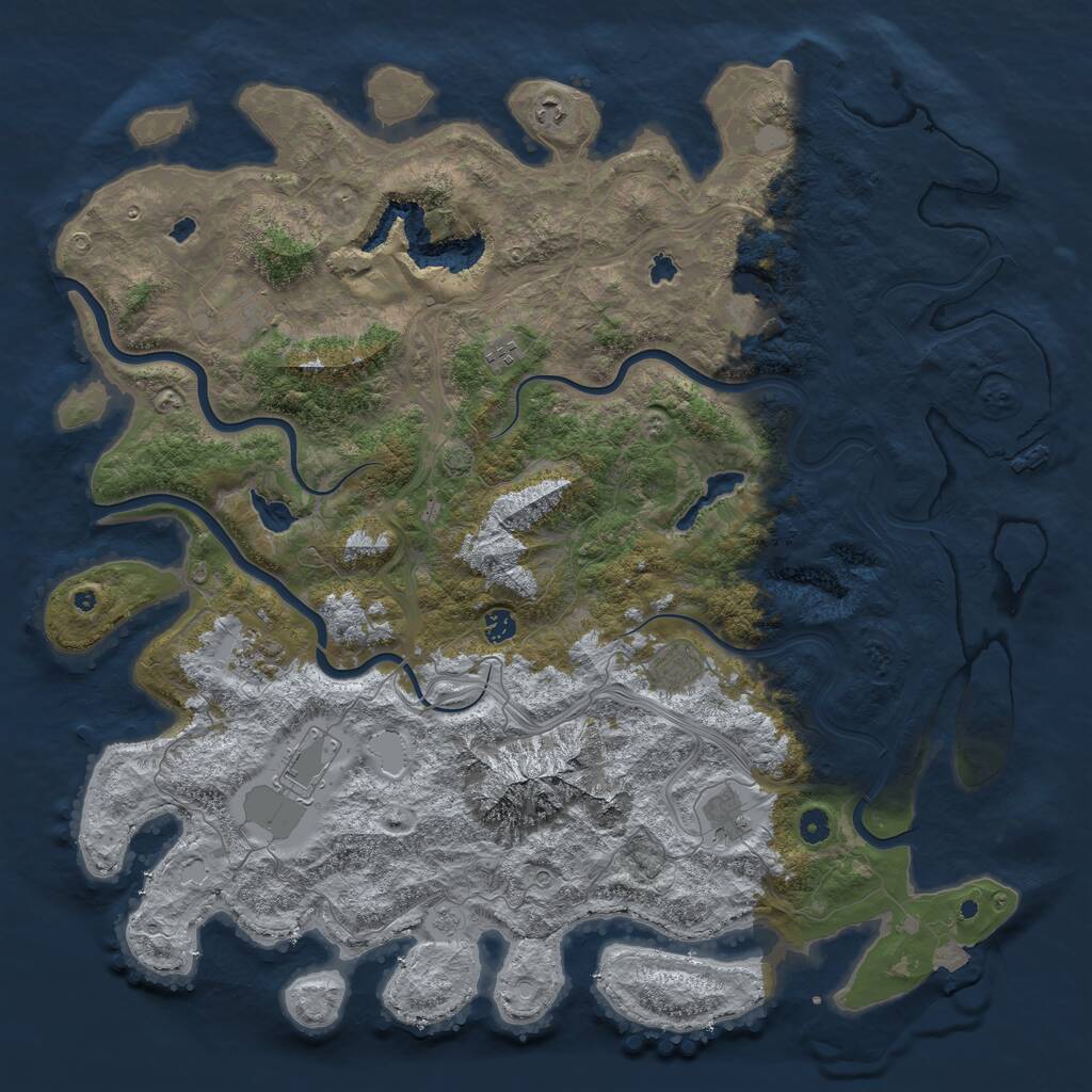 Rust Map: Procedural Map, Size: 5000, Seed: 90, 15 Monuments